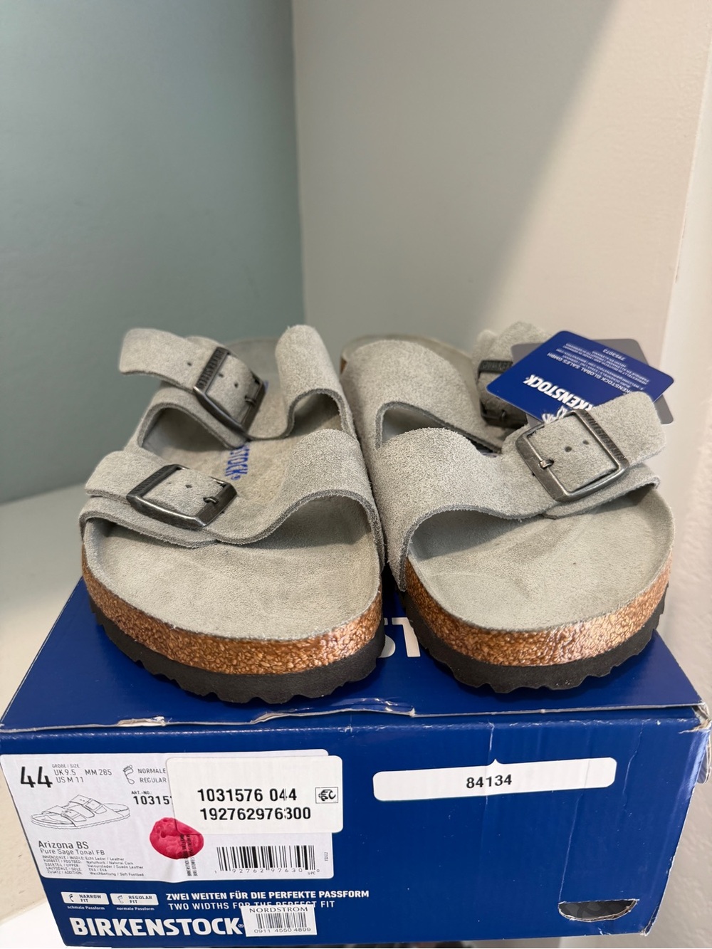 Birkenstock Arizona Soft Footbed Sandal Pure Sage Grey Suede NEW size 44